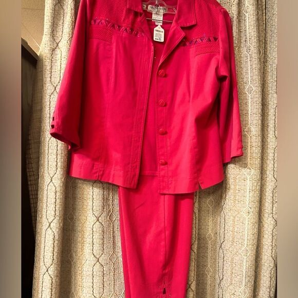 Jackets & Blazers - Nancy Bolen ladies 10 pink tank top with jacket and pink pants are a size 10